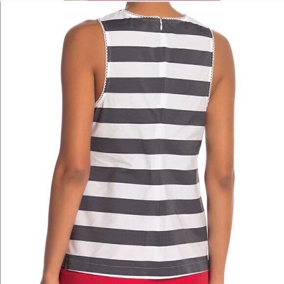 Trina Turk Evergreen Striped Ruffle Front Tank Top - Picture 2 of 6